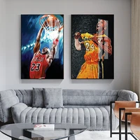 modern basketball star canvas painting kobe bryant michael lebron james posters boy room wall art picture living room decoration