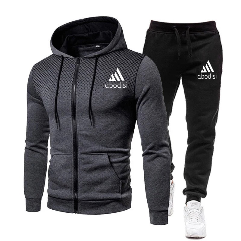 

New men's casual sports suit autumn and winter hooded sweatshirt running sportswear suit 2021 men's fashion hoodie pants jogging