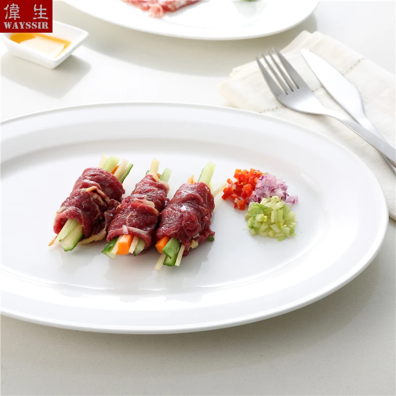 Скандинавское блюдо овальной формы для ужина ресторан отель супер белый фарфор