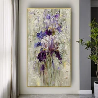 hand painted large abstract iris canvas painting palette knife flowers oil painting modern decor piece floral pictures wall art