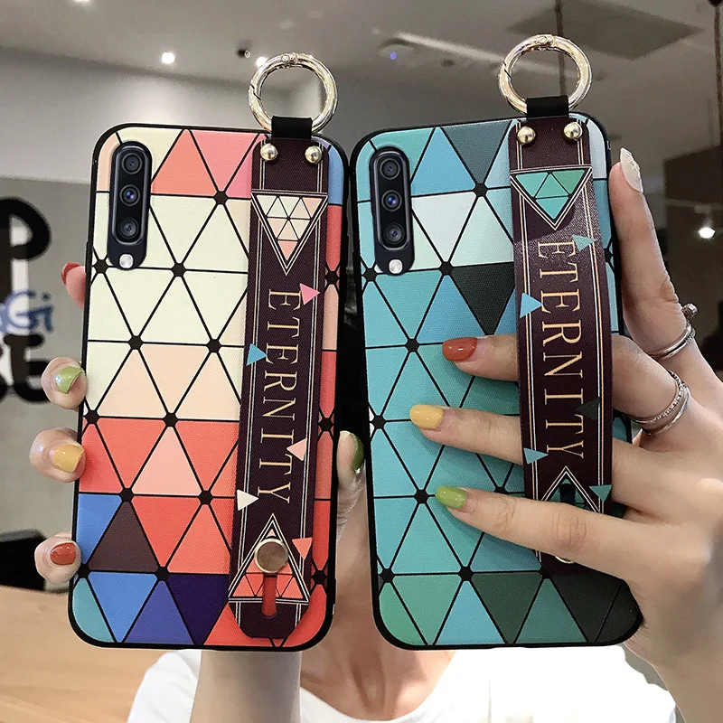 Чехол с ремешком на запястье для Samsung Galaxy Note 10 8 9 plus силиконовый чехол A70 A50 A40 A10 A30 S9