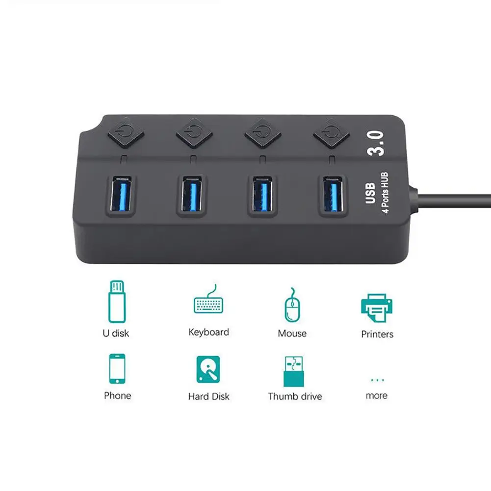 

Multifunction Convenient 7/4 Ports USB 3.0 Hub High Speed Splitter On/Off Switch Charger Dock Station Computer office supplies
