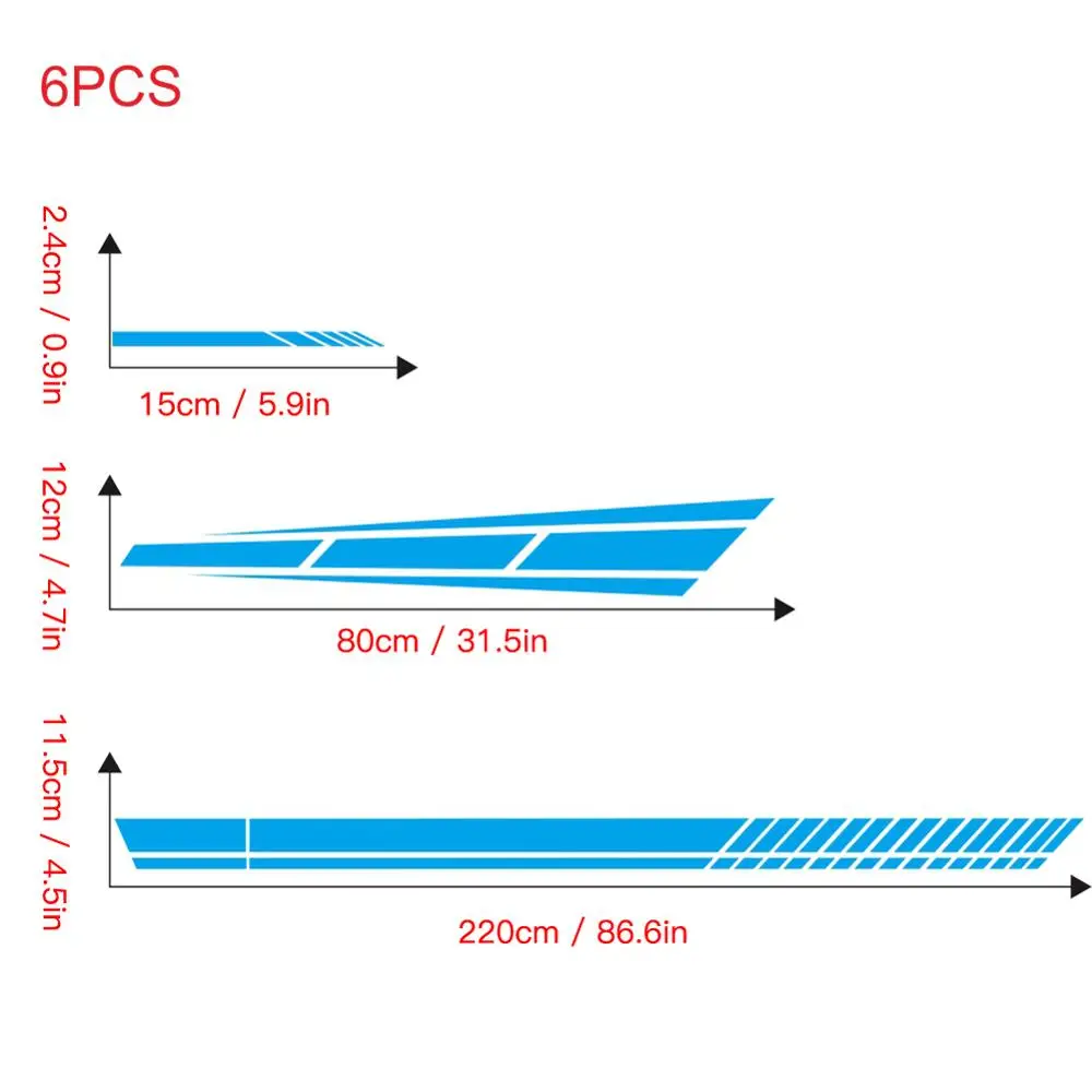 

6Pcs Vinyl Car Stickers and Decals Car Hood Sticker Auto Body Stripe Decals Rearview Mirror Vinyl Decal Accessories Wholesale