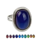 Кольца в стиле ретро для мужчин и женщин, регулируемые Готические свадебные украшения с овальным камнем, меняющим цвет от температуры, ювелирные изделия