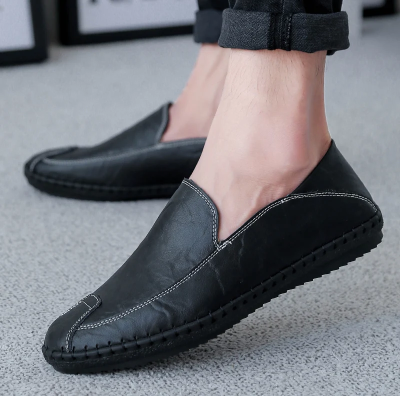 

Genuine Leather Men loafers slip on Moccasins Mens Driving Shoes Spring Autumn Italian Loafers Shoes Handmade Casual Shoes men