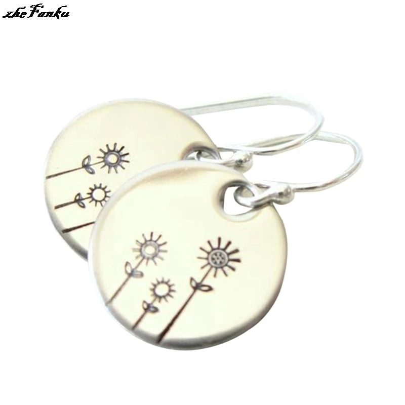 Маленькие серьги Одуванчики с серебряным покрытием висячие цветком для женщин