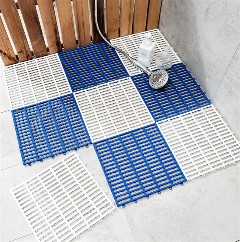 

6pcs/12pcs Bathroom Tpe Anti-Drop Stripe Mats Stitching Non-Slip Mats Water-Proof Hollow Mats Toilet Floor Mats