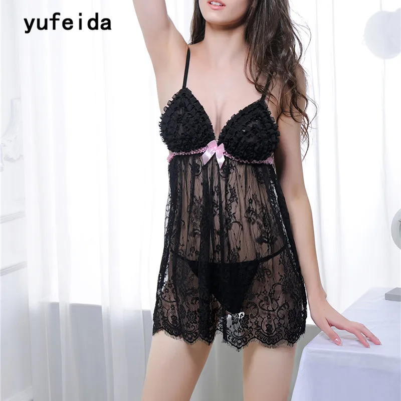 Женская ночная рубашка YUFEIDA пикантное ночное белье рубашка|pink nightdress|sleepwear pinkwomen