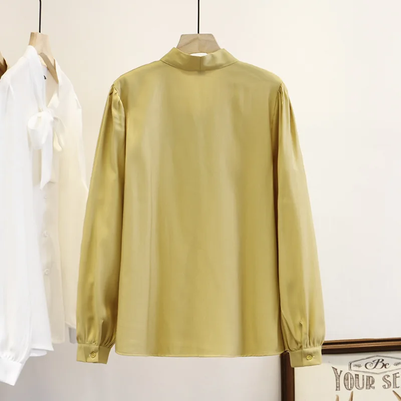 Сатиновая женская блузка весна 2020 модные топы размера плюс повседневный