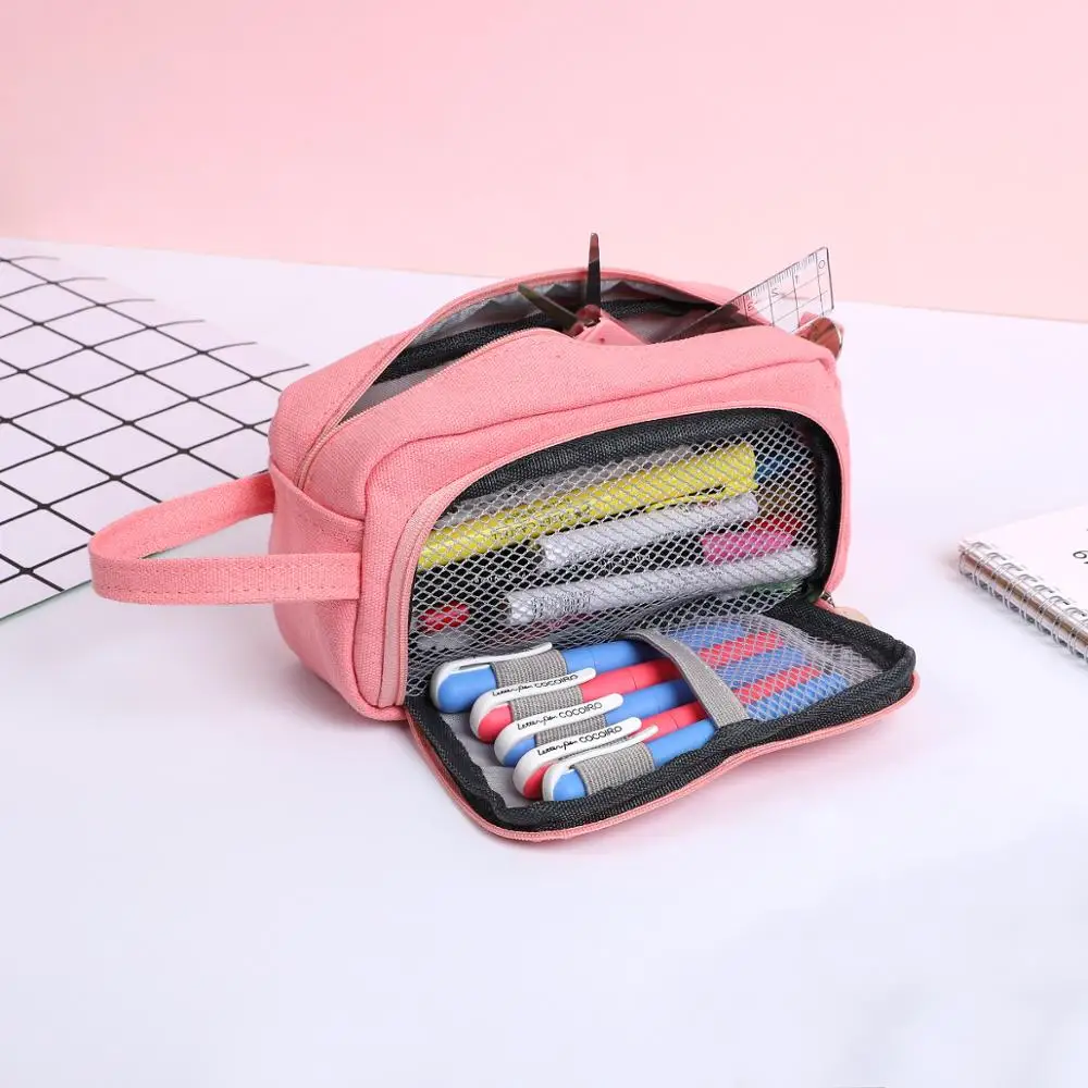 Полосатый пенал сплошной цвет школьные принадлежности trousse scolaire stylo двухслойные estuches Kawaii kalem kutusu astuccio scuola