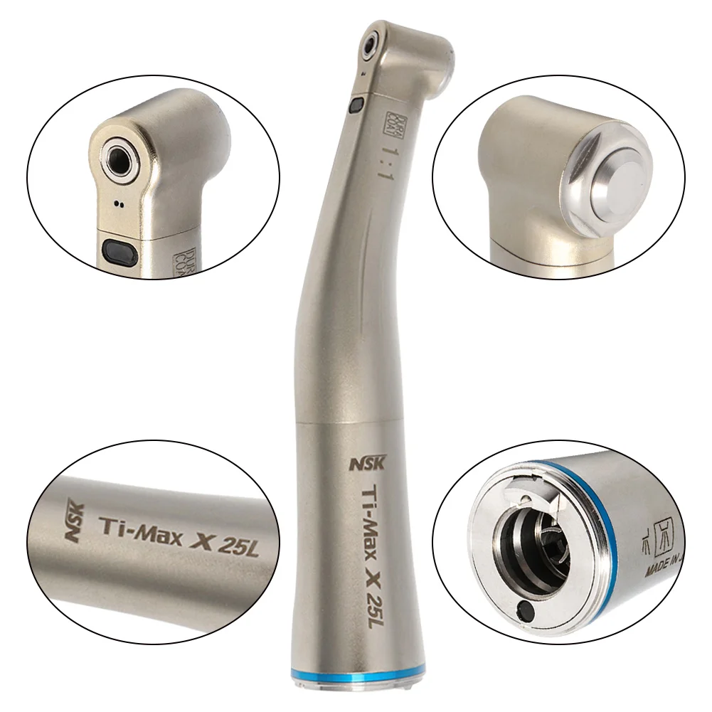 

Ti-Max X25L стоматологический волоконно-оптический контр угловой низкоскоростной наконечник 1:1 воздушный турбинный картридж роторный вал