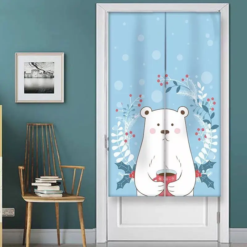 Занавеска на дверь с принтом животных тканевая перегородка полупанельная