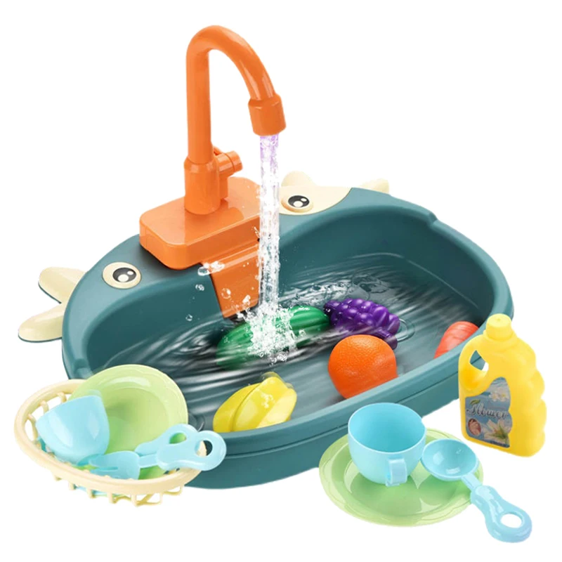 Kids Kitchen Toys Simulation Electric Dishwasher Pretend Play Mini Kitchen Food Educational Kids  Kitchen Set for Kids