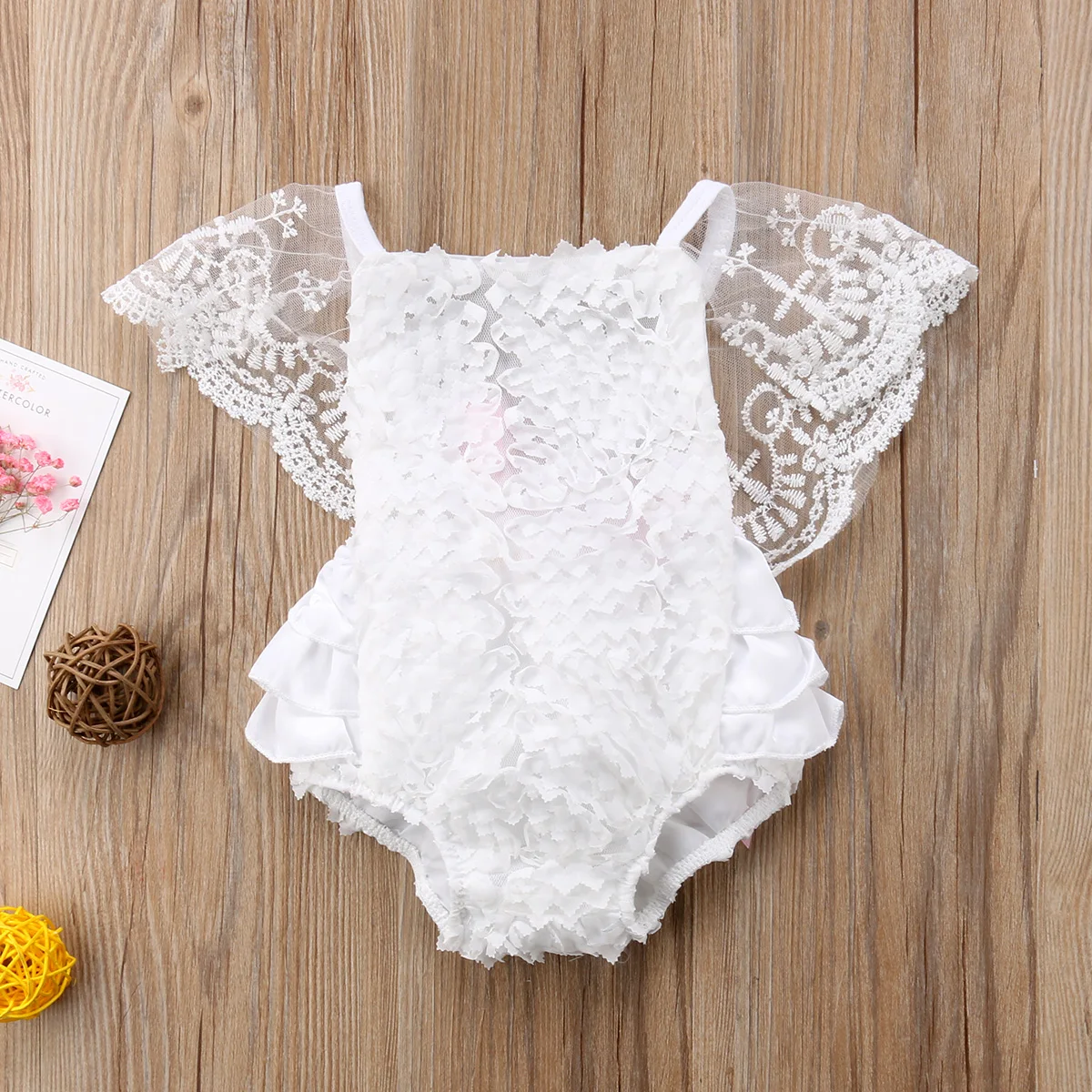 Newborn Baby Summer Clothing Princess Girls Romper Lace Floral Ruffle Sunsuit Sleeveless White Jumpsuit Outfits Clothes 0-18M