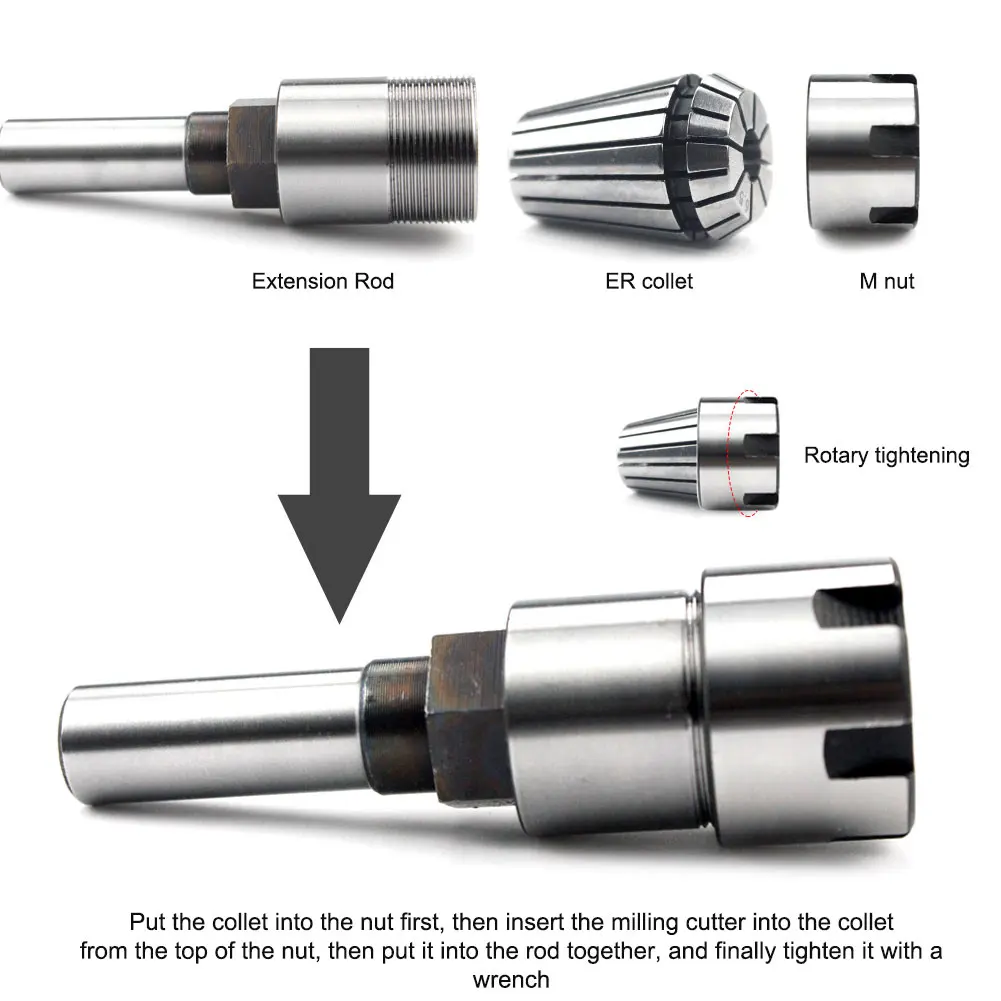 

3pcs/set 1:2inch Adapter Woodworking Tool Engraving Machine Durable Steel Extension Rod Bits Router Collet Accessories Shank