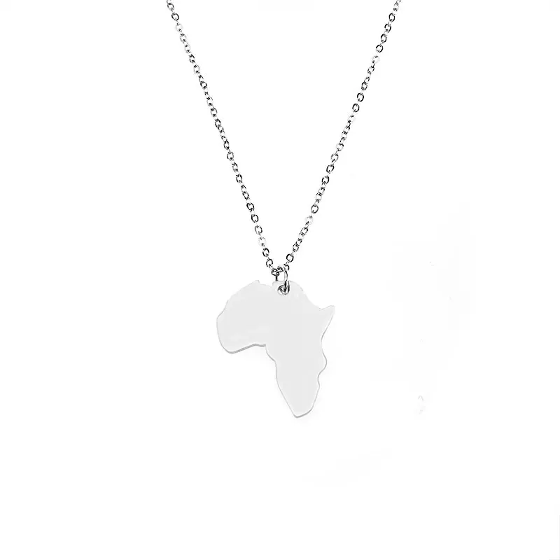 

xiaoboACC Silver Map Pendant Necklace for Women Punk Style Stainless Steel Neutral Choker Chain Necklace Jewelry 2021 Gift
