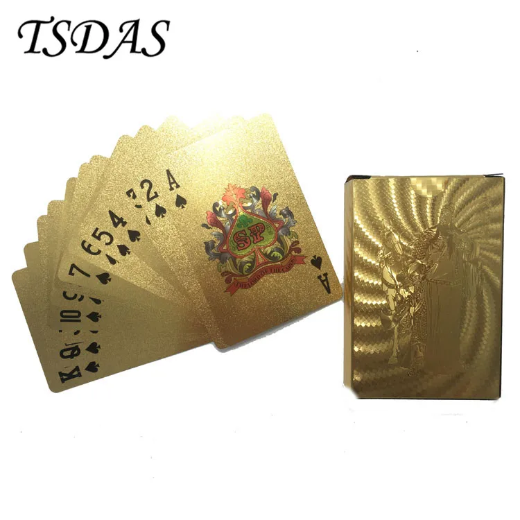 Золотые игральные карты с узором у форчуна (китайский Бог) покер из золотой