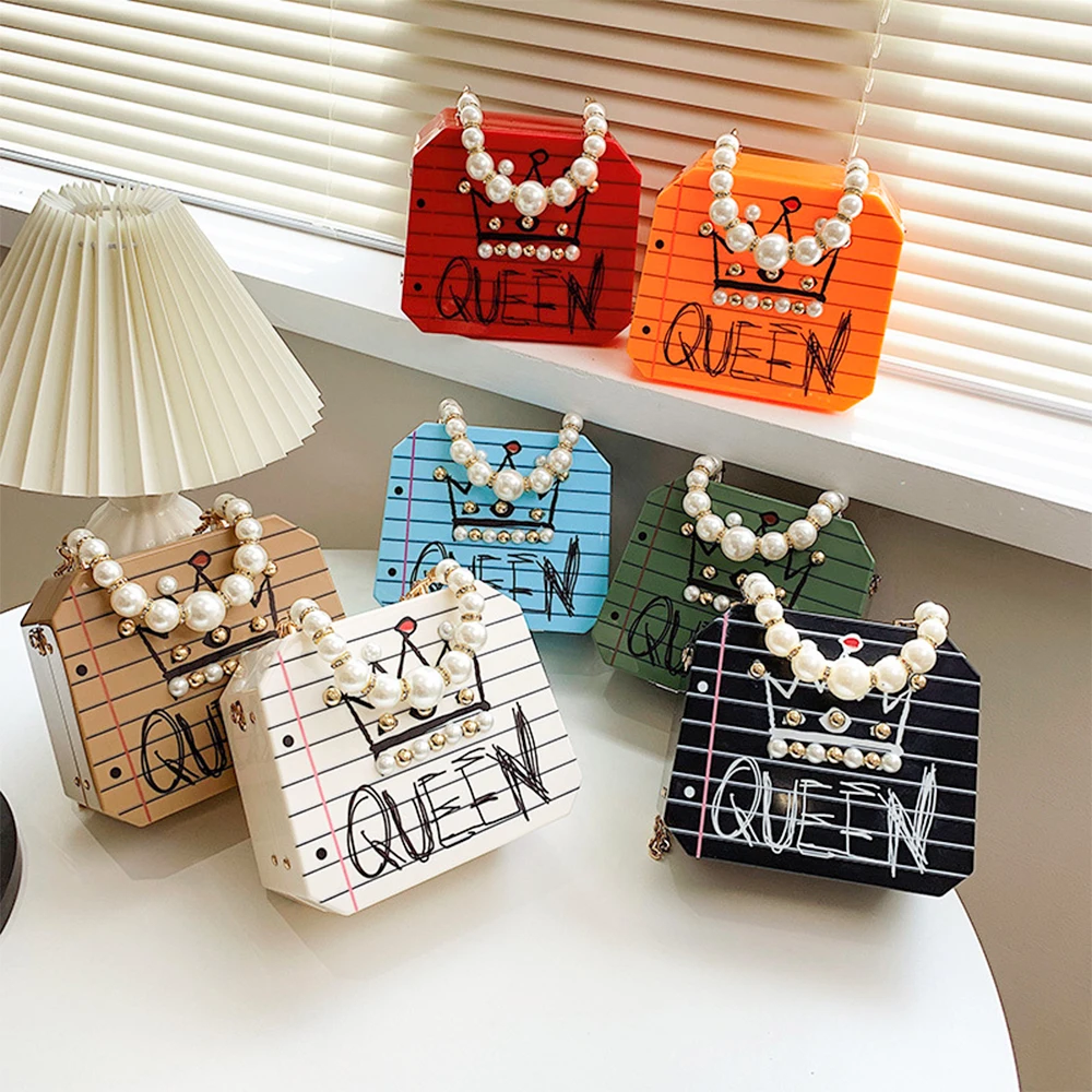 

2021 Bags Fashion Versatile Luxury Designer Handbags Pearl Chain Top Handle Bag Letter Decoration Casual Fashion PU Material