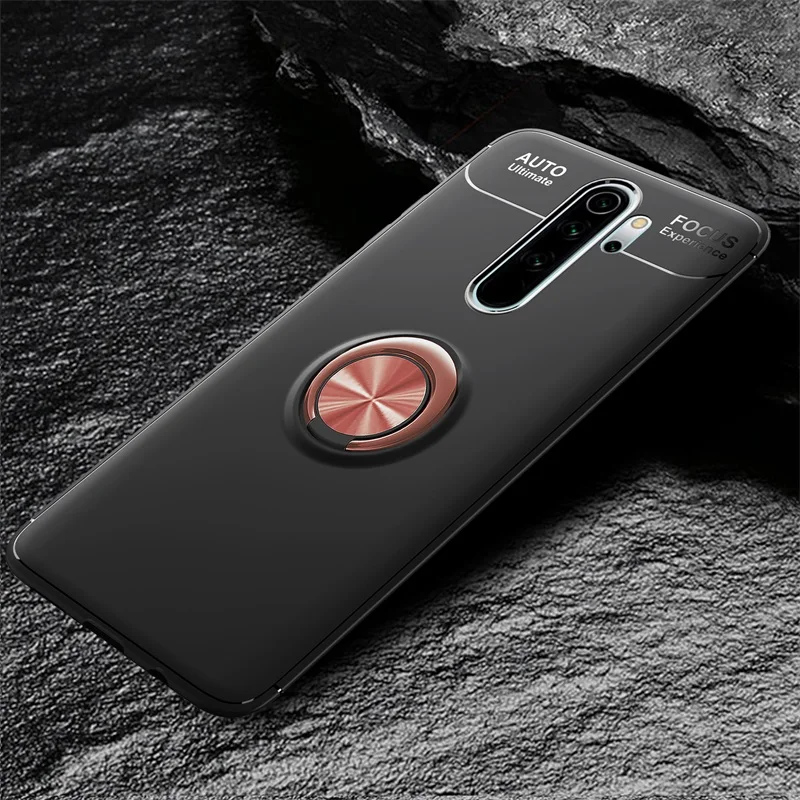 Роскошный мягкий автомобильный чехол-кольцо для Xiaomi Redmi Note 8 Pro, противоударный чехол для Xiaomi Redmi Note 8 Pro, силиконовый бампер из ТПУ - Цвет: Rose Black