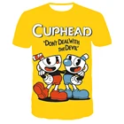 Детская футболка с 3D принтом Cuphead Mugman, забавная Одежда для девочек, костюм для мальчиков, детские летние топы, детская одежда, мужские и женские футболки