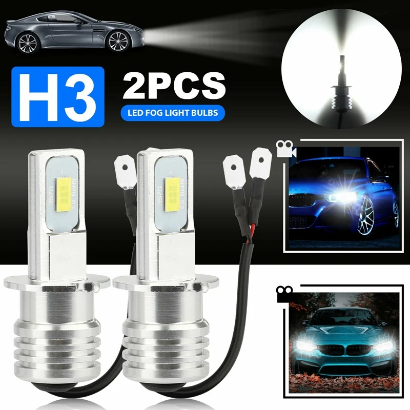 

2X H3 Super Bright LED Headlight Fog Light Driving Lamp Bulb Kit 6000K White 100W