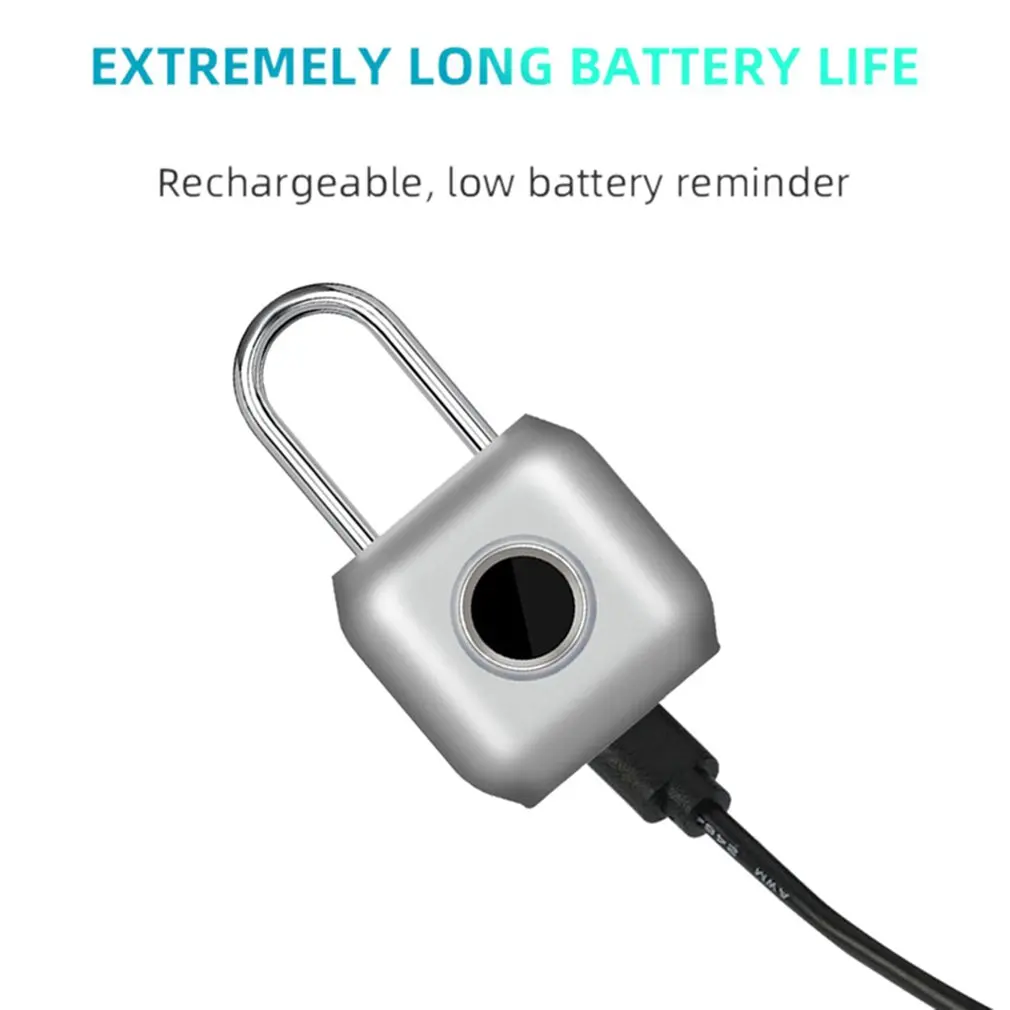 

P6 Pure Fingerprint Unlock Smart Fingerprint Door Lock Safe Padlock USB Charging Waterproof Keyless Anti-theft Lock