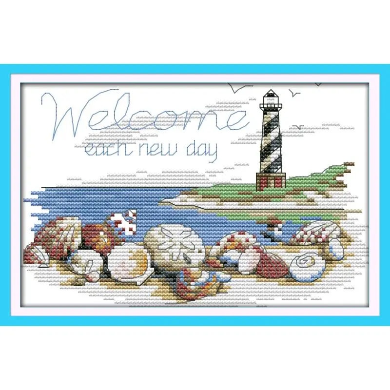 Набор для вышивки крестом Joy Sunday Shells of the lighthouse набор рукоделия 14 каратные