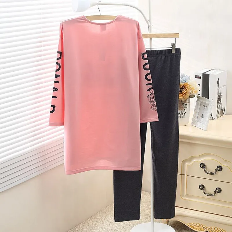 2 шт. Disney минни леди Пижамный комплект из хлопка Одежда для женщин с длинным