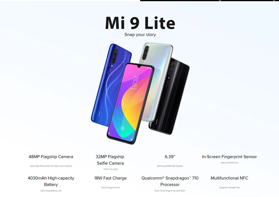 Глобальная версия Xiaomi Mi 9 Lite 6 ГБ ОЗУ 128 Гб ПЗУ 6,39 дюймов NFC мобильный телефон Snapdragon 710 Быстрая зарядка 4030 мАч смартфон