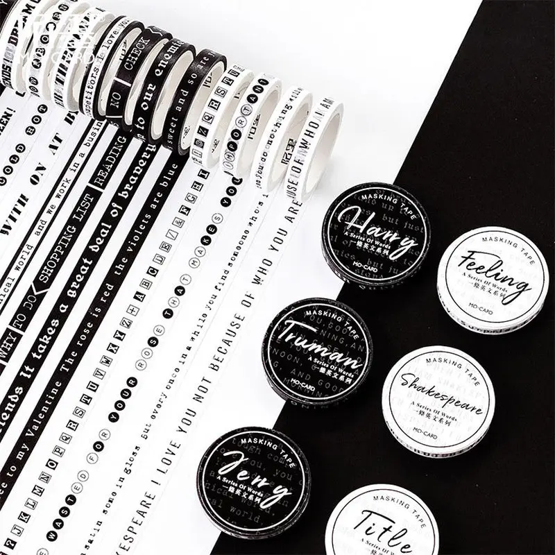 1 шт. черно белая васи лента художественное украшение журнал Скрапбукинг