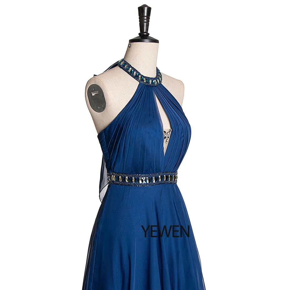 ТРАПЕЦИЕВИДНОЕ длинное вечернее платье без рукавов 2019 синее элегантное для