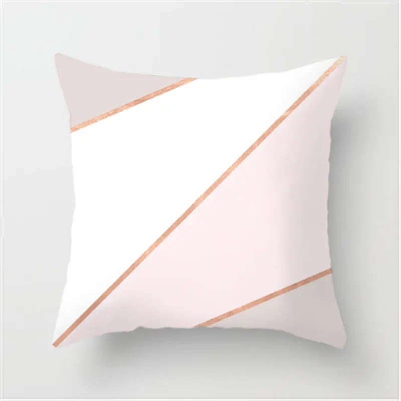 Наволочка с геометрическим декором Мраморная подушка 45*45 см розовая для Северной