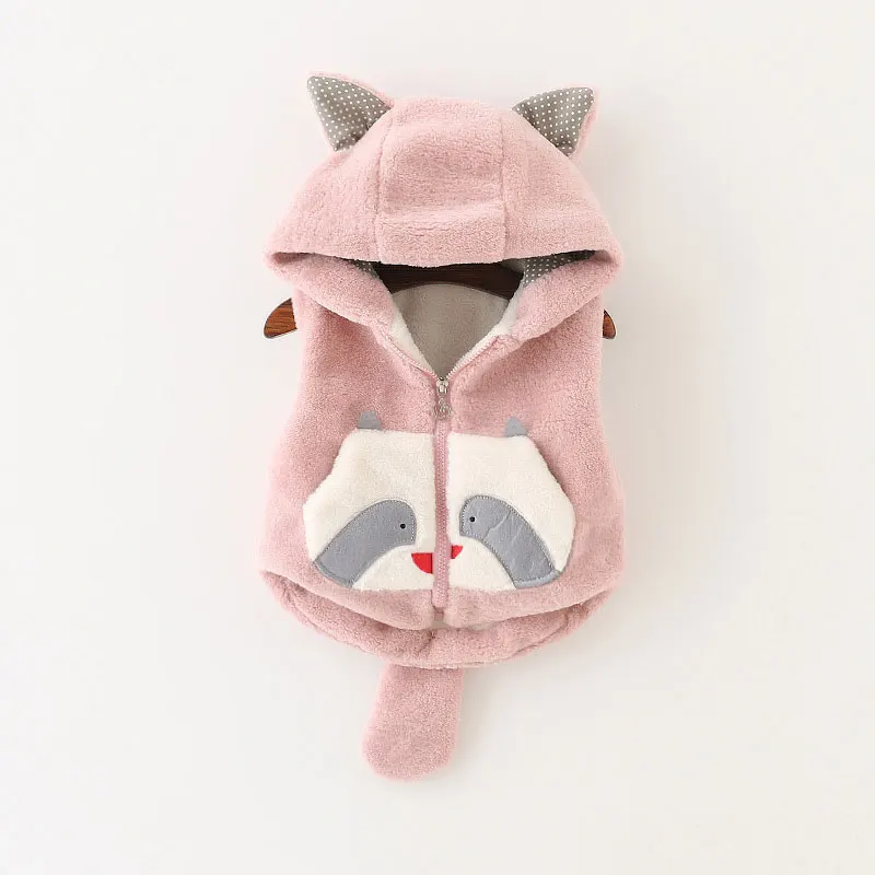 

Plus Velvet Warm Baby Girl Winter Clothes Cartoon Sleeveless Hoodie Kids Clothes Girls Coats Vest Children Clothing 1-4 Years