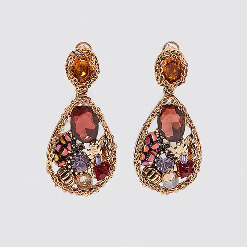 Серьги Girlgo ZA с блестящими кристаллами и цветами для женщин очаровательные