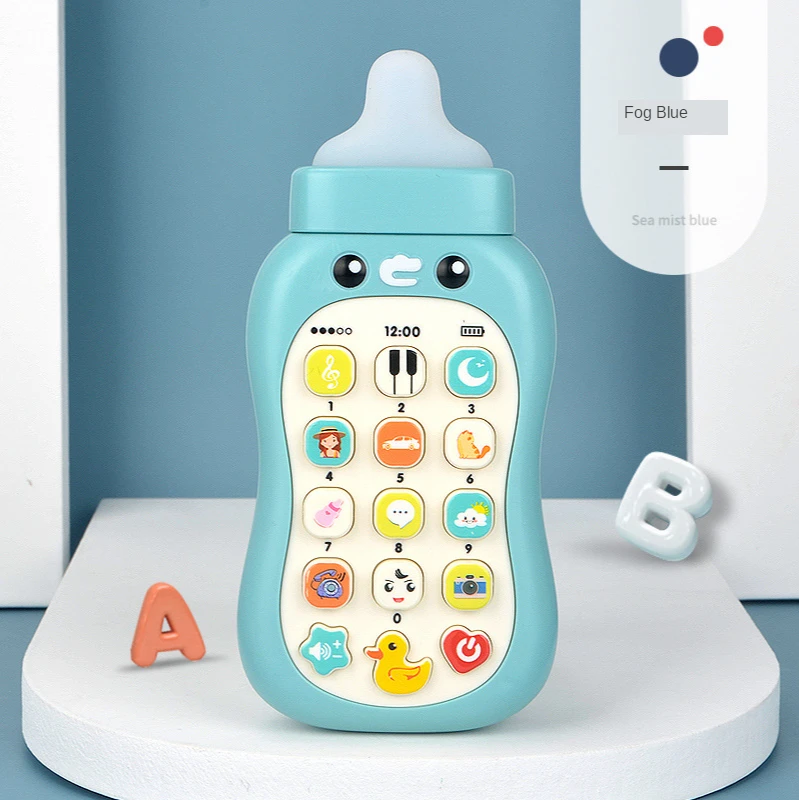 

Baby Can Bite Teether Milk Bottle Children's Toy Mobile Phone Boy And Girl Baby Early Education Soothing Vocal Phone Music Phone