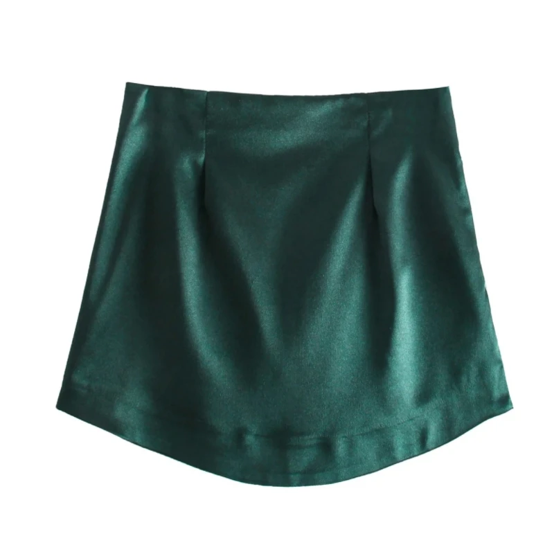 

Лидер продаж, Женская однотонная атласная сексуальная облегающая мини-юбка А-силуэта, повседневная женская одежда с высокой талией P2397