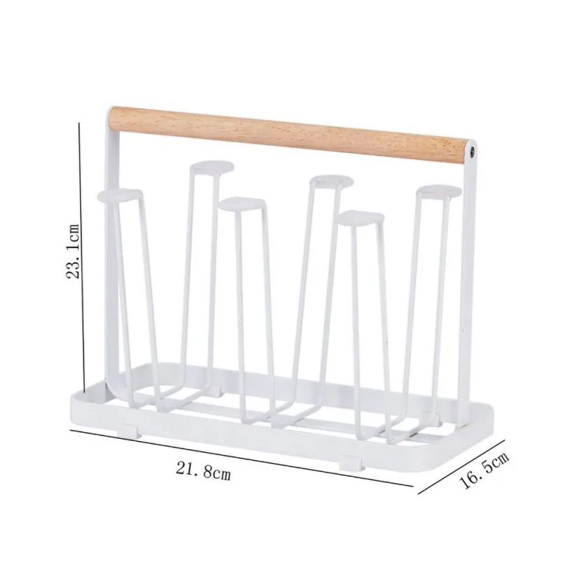 

Desktop Japanese Style Six Cup Holders Kitchenware Metal Racks Wrought Iron Storage Drain Hanging Cup Holders