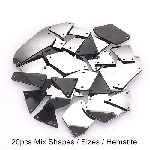 mix shapes Высокое Качество гематит 20 шт зеркальные пришивные стразы акриловые зеркальные пришивные стразы свадебные украшения F0085 - Цвет: mix shapes