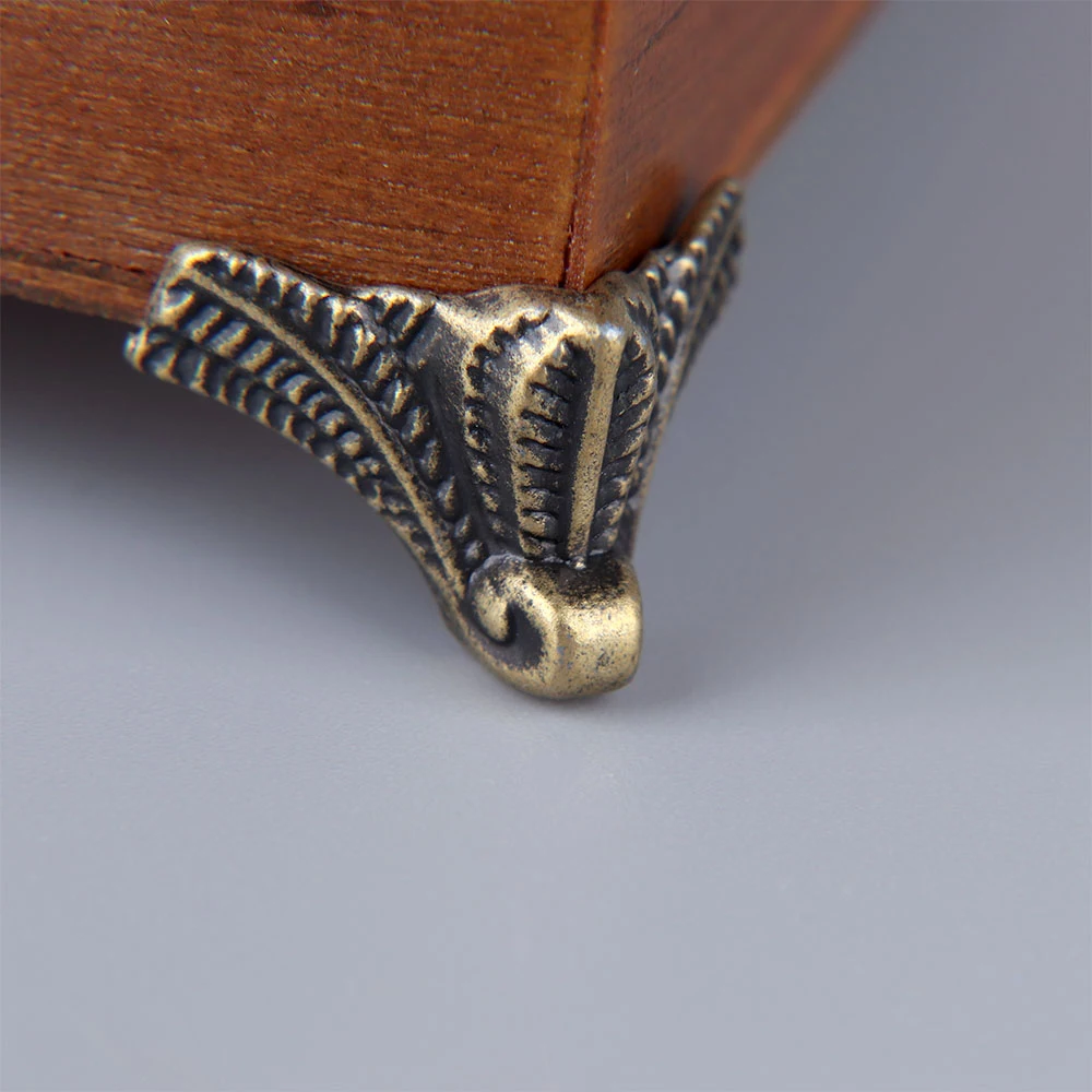 4PCS Antique Corner Protector Bronze Jewelry Chest Box Wooden Case Decorative Feet Leg Metal Corner Bracket Hardware Bracket