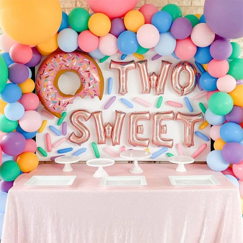 

1 Set 16inch Letter One Two Sweet Donut Grow Up Foil Balloons Baby Shower Kids Birthday Party Decorations Donuts Banner Globos