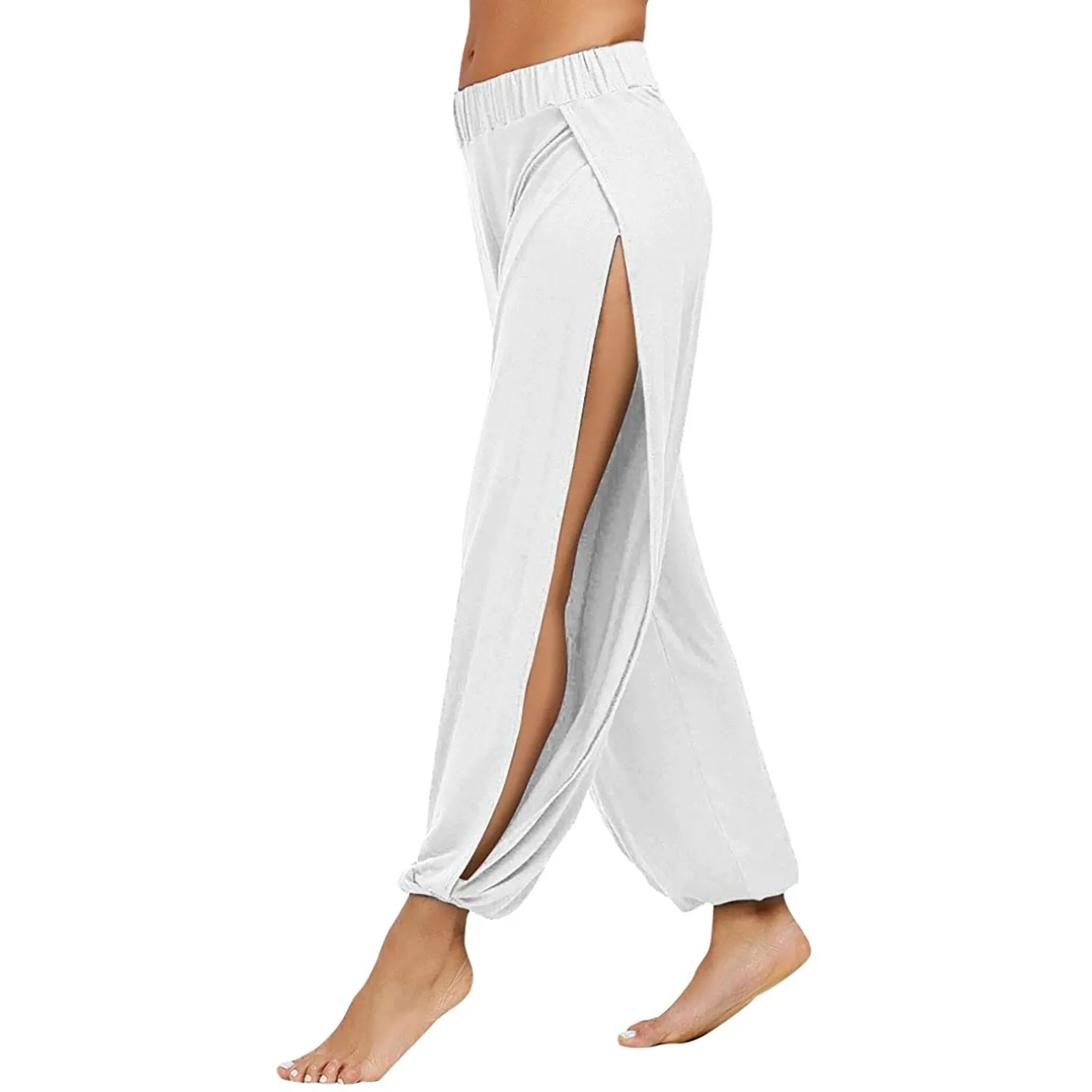 

Women Pants Casual Solid Hollow Elastic Waist Workout Sports Wide Leg Pants Trousers Women Plus Size Pants pantalones de mujer