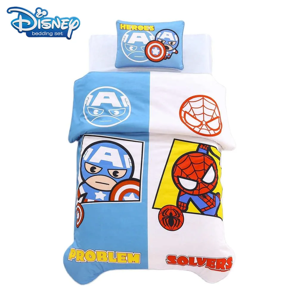 Spider-Man 3/4Pcs Kindergarten Children's Quilt Set Boy Girl Cartoon Baby Bedding Set Includes Quilt cover Pillowcase filler