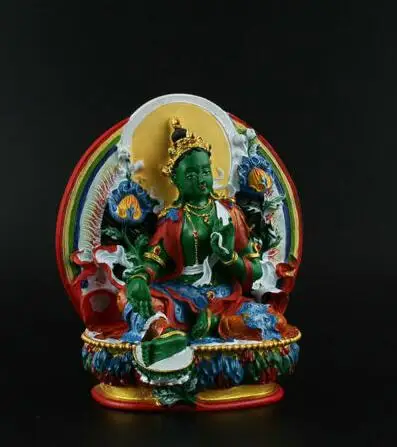 Коллекция китайской тибетской буддистской смолы цветной рисунок Зеленая Тара