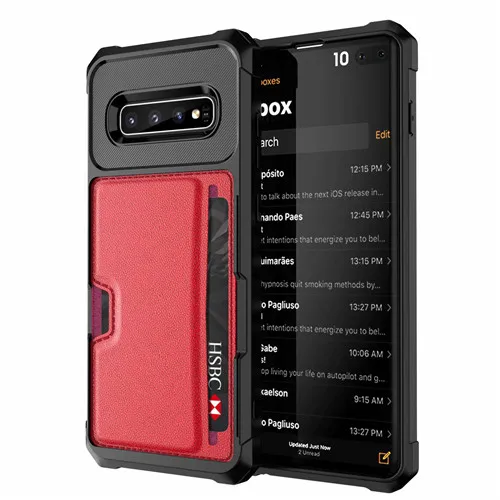 Красный Для samsung Galaxy Note 10 S10 Plus S10E кожаный+ Силиконовый противоударный магнитный автомобильный чехол с подставкой и отделением для карт для samsung S 10 E Plus - Цвет: Красный