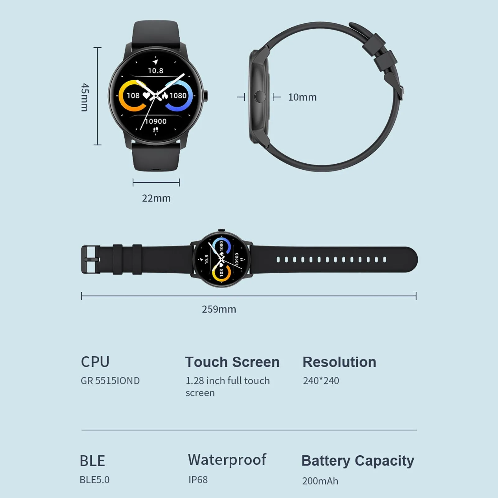 

KW77 1.28 Inch Round Screen Smart Watch IP68 Waterproof Men And Women Heart Rate Detection Screen Smart Watches For Android