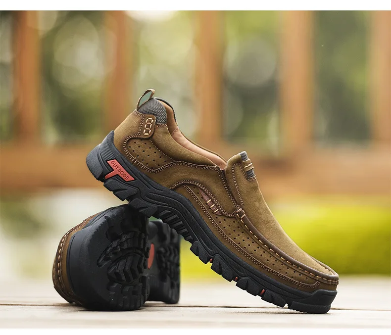 Стильные мужские удобные кроссовки водонепроницаемая обувь походная кожаные