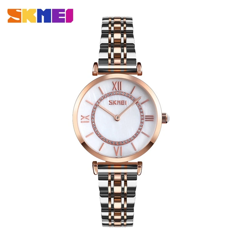 Silver Golden Women SKMEI, часы для влюбленных, кварцевые, спортивные, Роскошные, наручные часы для женщин и мужчин, розовое золото, пара часов, часы для мужчин, reloj mujer,, новинка 9198 - Цвет: Silver Golden Women