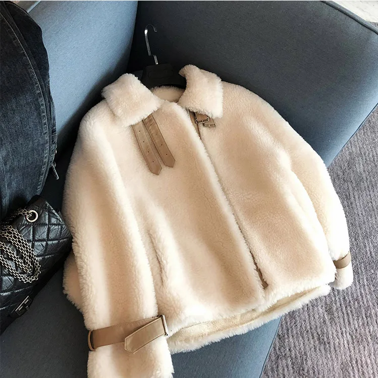 Тедди пушистый женское роскошное пальто из овечьей шерсти куртка осенняя одежда