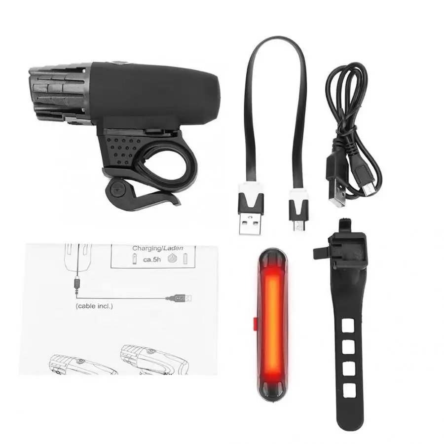 US водонепроницаемый велосипедный фонарь передний и задний USB Перезаряжаемый