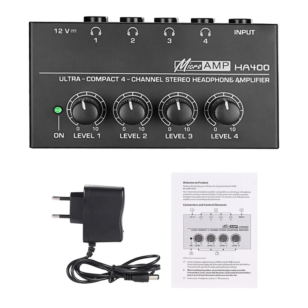 HA400 ультра компактный 4 канала стерео усилитель для наушников Мини аудио с